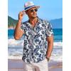 imageCOOFANDY Mens Hawaiian Shirt Short Sleeve Floral Button Down Shirts Tropical Holiday Beach ShirtsWhite  Palm Leaf