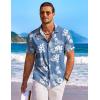 imageCOOFANDY Mens Hawaiian Shirt Short Sleeve Floral Button Down Shirts Tropical Holiday Beach ShirtsWhite Flower Blue