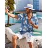 imageCOOFANDY Mens Hawaiian Shirt Short Sleeve Floral Button Down Shirts Tropical Holiday Beach ShirtsWhite Flower Blue