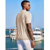 imageCOOFANDY Mens Knit Shirts Short Sleeve Button Down Polo Shirt Fashion Casual Summer Beach ShirtsApricot