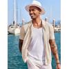 imageCOOFANDY Mens Knit Shirts Short Sleeve Button Down Polo Shirt Fashion Casual Summer Beach ShirtsApricot