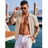 imageCOOFANDY Mens Knit Shirts Short Sleeve Button Down Polo Shirt Fashion Casual Summer Beach ShirtsApricot