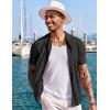 imageCOOFANDY Mens Knit Shirts Short Sleeve Button Down Polo Shirt Fashion Casual Summer Beach ShirtsBlack