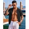 imageCOOFANDY Mens Knit Shirts Short Sleeve Button Down Polo Shirt Fashion Casual Summer Beach ShirtsBlack