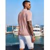 imageCOOFANDY Mens Knit Shirts Short Sleeve Button Down Polo Shirt Fashion Casual Summer Beach ShirtsClassic Dusty Pink  White
