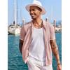 imageCOOFANDY Mens Knit Shirts Short Sleeve Button Down Polo Shirt Fashion Casual Summer Beach ShirtsClassic Dusty Pink  White