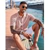 imageCOOFANDY Mens Knit Shirts Short Sleeve Button Down Polo Shirt Fashion Casual Summer Beach ShirtsClassic Dusty Pink  White