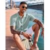 imageCOOFANDY Mens Knit Shirts Short Sleeve Button Down Polo Shirt Fashion Casual Summer Beach ShirtsClassic Ice Green  White