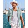imageCOOFANDY Mens Knit Shirts Short Sleeve Button Down Polo Shirt Fashion Casual Summer Beach ShirtsClassic Ice Green  White