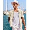 imageCOOFANDY Mens Knit Shirts Short Sleeve Button Down Polo Shirt Fashion Casual Summer Beach ShirtsCream