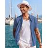 imageCOOFANDY Mens Knit Shirts Short Sleeve Button Down Polo Shirt Fashion Casual Summer Beach ShirtsDenim Blue