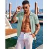 imageCOOFANDY Mens Knit Shirts Short Sleeve Button Down Polo Shirt Fashion Casual Summer Beach ShirtsIce Green