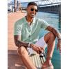 imageCOOFANDY Mens Knit Shirts Short Sleeve Button Down Polo Shirt Fashion Casual Summer Beach ShirtsIce Green