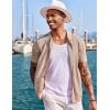 imageCOOFANDY Mens Knit Shirts Short Sleeve Button Down Polo Shirt Fashion Casual Summer Beach ShirtsKhaki