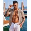 imageCOOFANDY Mens Knit Shirts Short Sleeve Button Down Polo Shirt Fashion Casual Summer Beach ShirtsKhaki