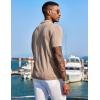 imageCOOFANDY Mens Knit Shirts Short Sleeve Button Down Polo Shirt Fashion Casual Summer Beach ShirtsKhaki