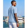 imageCOOFANDY Mens Knit Shirts Short Sleeve Button Down Polo Shirt Fashion Casual Summer Beach ShirtsLight Blue