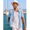 imageCOOFANDY Mens Knit Shirts Short Sleeve Button Down Polo Shirt Fashion Casual Summer Beach ShirtsLight Blue