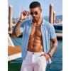 imageCOOFANDY Mens Knit Shirts Short Sleeve Button Down Polo Shirt Fashion Casual Summer Beach ShirtsLight Blue