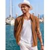 imageCOOFANDY Mens Knit Shirts Short Sleeve Button Down Polo Shirt Fashion Casual Summer Beach ShirtsLight Brown