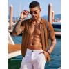 imageCOOFANDY Mens Knit Shirts Short Sleeve Button Down Polo Shirt Fashion Casual Summer Beach ShirtsLight Brown