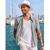 imageCOOFANDY Mens Knit Shirts Short Sleeve Button Down Polo Shirt Fashion Casual Summer Beach ShirtsLight Grey