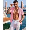 imageCOOFANDY Mens Knit Shirts Short Sleeve Button Down Polo Shirt Fashion Casual Summer Beach ShirtsLight Pink