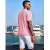 imageCOOFANDY Mens Knit Shirts Short Sleeve Button Down Polo Shirt Fashion Casual Summer Beach ShirtsLight Pink