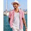 imageCOOFANDY Mens Knit Shirts Short Sleeve Button Down Polo Shirt Fashion Casual Summer Beach ShirtsLight Pink