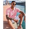 imageCOOFANDY Mens Knit Shirts Short Sleeve Button Down Polo Shirt Fashion Casual Summer Beach ShirtsLight Pink