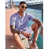 imageCOOFANDY Mens Knit Shirts Short Sleeve Button Down Polo Shirt Fashion Casual Summer Beach ShirtsLilac