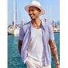 imageCOOFANDY Mens Knit Shirts Short Sleeve Button Down Polo Shirt Fashion Casual Summer Beach ShirtsLilac