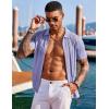 imageCOOFANDY Mens Knit Shirts Short Sleeve Button Down Polo Shirt Fashion Casual Summer Beach ShirtsLilac