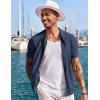 imageCOOFANDY Mens Knit Shirts Short Sleeve Button Down Polo Shirt Fashion Casual Summer Beach ShirtsNavy Blue
