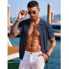 imageCOOFANDY Mens Knit Shirts Short Sleeve Button Down Polo Shirt Fashion Casual Summer Beach ShirtsNavy Blue