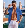 imageCOOFANDY Mens Knit Shirts Short Sleeve Button Down Polo Shirt Fashion Casual Summer Beach ShirtsRoyal Blue