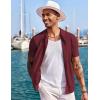imageCOOFANDY Mens Knit Shirts Short Sleeve Button Down Polo Shirt Fashion Casual Summer Beach ShirtsWine Red