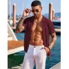 imageCOOFANDY Mens Knit Shirts Short Sleeve Button Down Polo Shirt Fashion Casual Summer Beach ShirtsWine Red