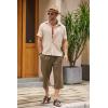 imageCOOFANDY Mens Linen Capri Pants Casual Lightweight 34 Baggy Pants Drawstring Elastic Waist Beach Yoga Pants with PocketsArmy Green