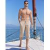 imageCOOFANDY Mens Linen Capri Pants Casual Lightweight 34 Baggy Pants Drawstring Elastic Waist Beach Yoga Pants with PocketsBeige