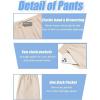 imageCOOFANDY Mens Linen Capri Pants Casual Lightweight 34 Baggy Pants Drawstring Elastic Waist Beach Yoga Pants with PocketsBeige