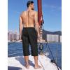 imageCOOFANDY Mens Linen Capri Pants Casual Lightweight 34 Baggy Pants Drawstring Elastic Waist Beach Yoga Pants with PocketsBlack