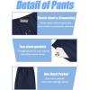 imageCOOFANDY Mens Linen Capri Pants Casual Lightweight 34 Baggy Pants Drawstring Elastic Waist Beach Yoga Pants with PocketsDark Blue