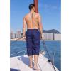 imageCOOFANDY Mens Linen Capri Pants Casual Lightweight 34 Baggy Pants Drawstring Elastic Waist Beach Yoga Pants with PocketsDark Blue