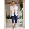 imageCOOFANDY Mens Linen Capri Pants Casual Lightweight 34 Baggy Pants Drawstring Elastic Waist Beach Yoga Pants with PocketsDark Blue