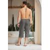 imageCOOFANDY Mens Linen Capri Pants Casual Lightweight 34 Baggy Pants Drawstring Elastic Waist Beach Yoga Pants with PocketsDark Grey