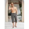 imageCOOFANDY Mens Linen Capri Pants Casual Lightweight 34 Baggy Pants Drawstring Elastic Waist Beach Yoga Pants with PocketsDark Grey