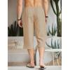 imageCOOFANDY Mens Linen Capri Pants Casual Lightweight 34 Baggy Pants Drawstring Elastic Waist Beach Yoga Pants with PocketsKhaki