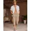 imageCOOFANDY Mens Linen Capri Pants Casual Lightweight 34 Baggy Pants Drawstring Elastic Waist Beach Yoga Pants with PocketsKhaki