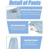 imageCOOFANDY Mens Linen Capri Pants Casual Lightweight 34 Baggy Pants Drawstring Elastic Waist Beach Yoga Pants with PocketsLight Blue